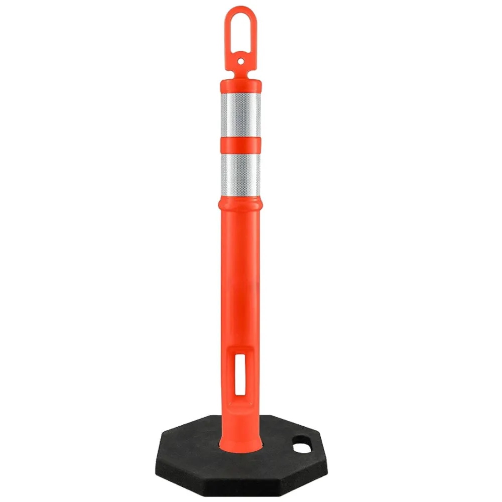 45" Traffic Safety Delineator Post and Base Kit - 3M Reflective Collars - Orange