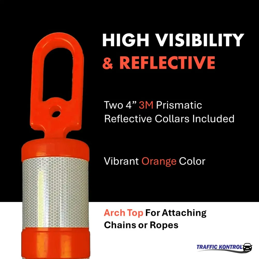 45" Traffic Safety Delineator Post and Base Kit - 3M Reflective Collars - Orange