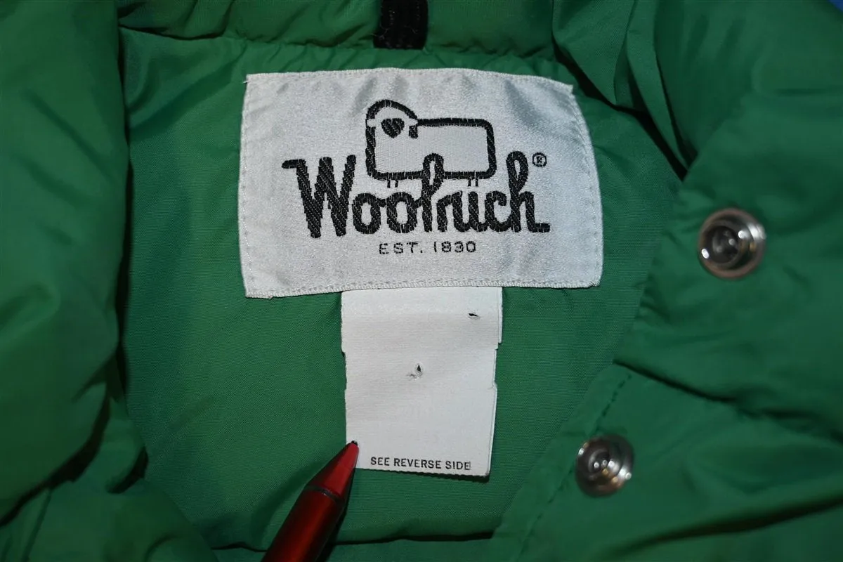 80s Woolrich Kelly Green Snap Up Puffy Ski Vest Medium