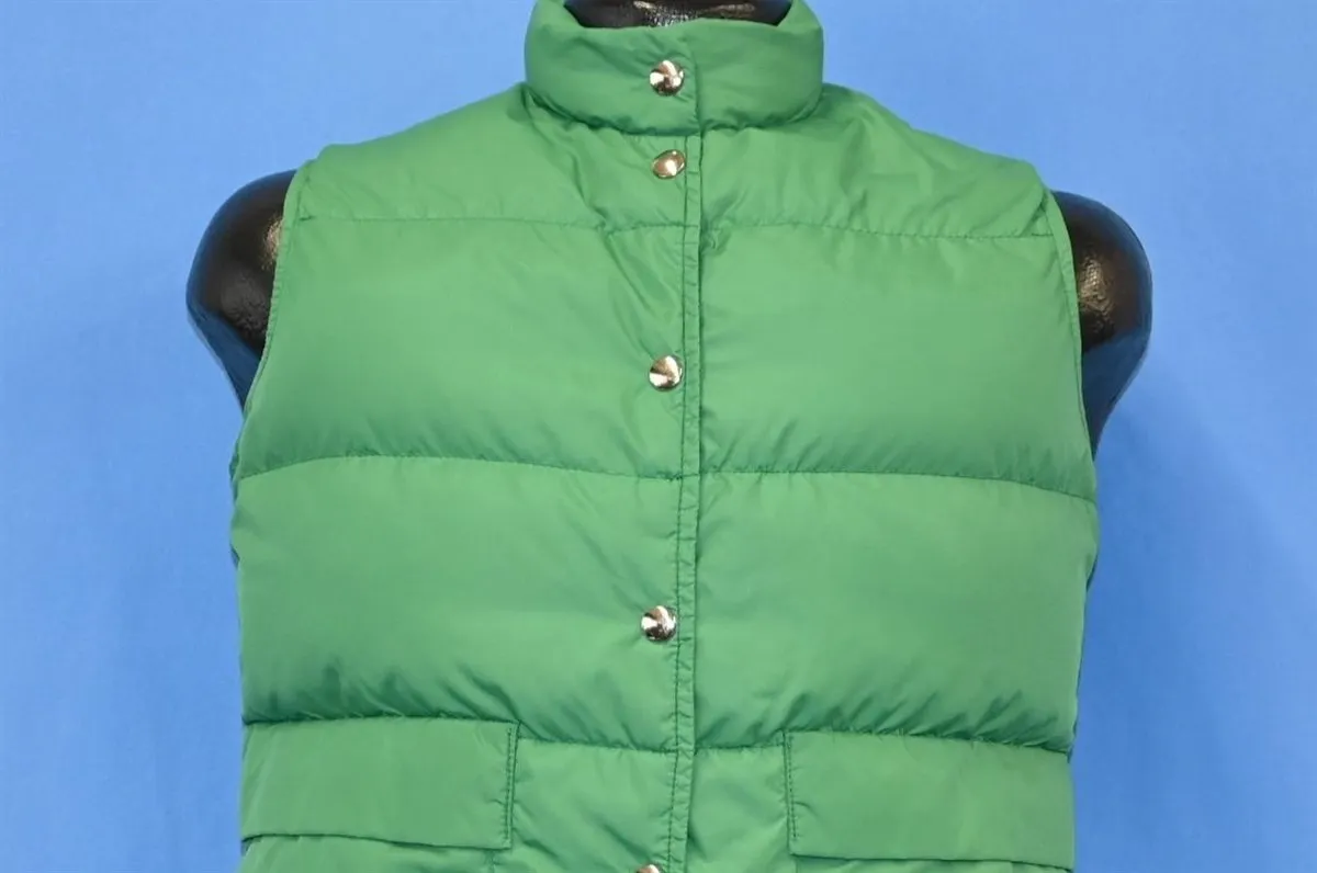 80s Woolrich Kelly Green Snap Up Puffy Ski Vest Medium