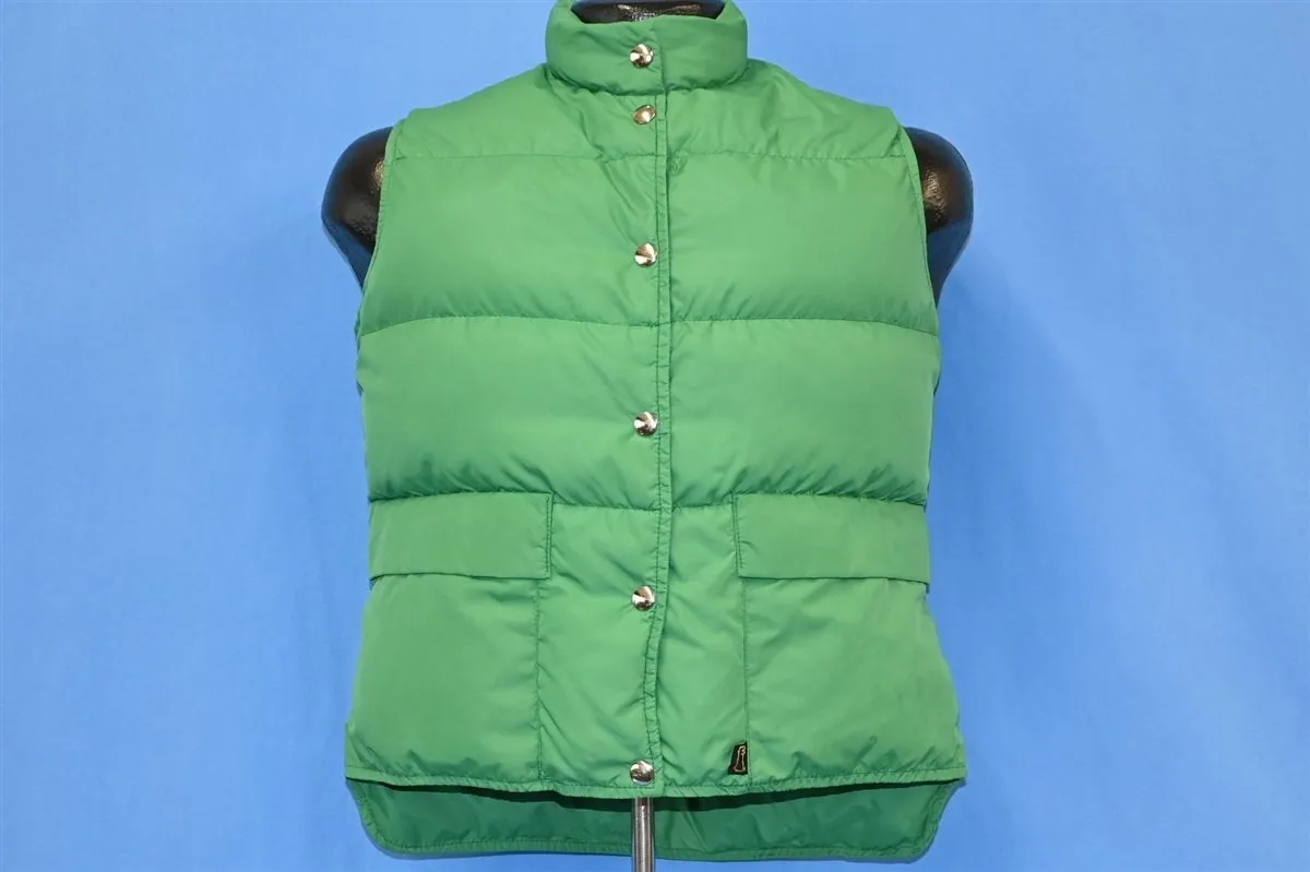 80s Woolrich Kelly Green Snap Up Puffy Ski Vest Medium