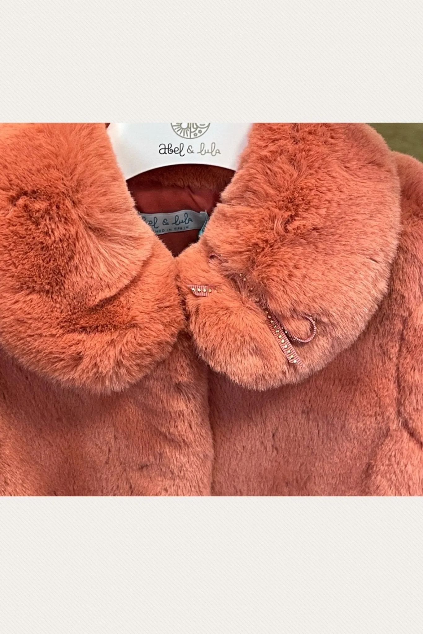 Abel & Lula Girls Coral Faux Fur Coat