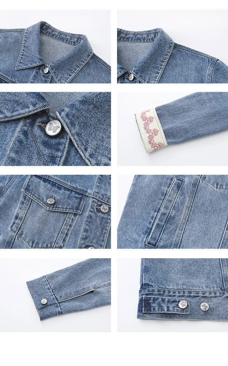 Autumn Denim Jacket, Loose Slimming Design With Patchwork