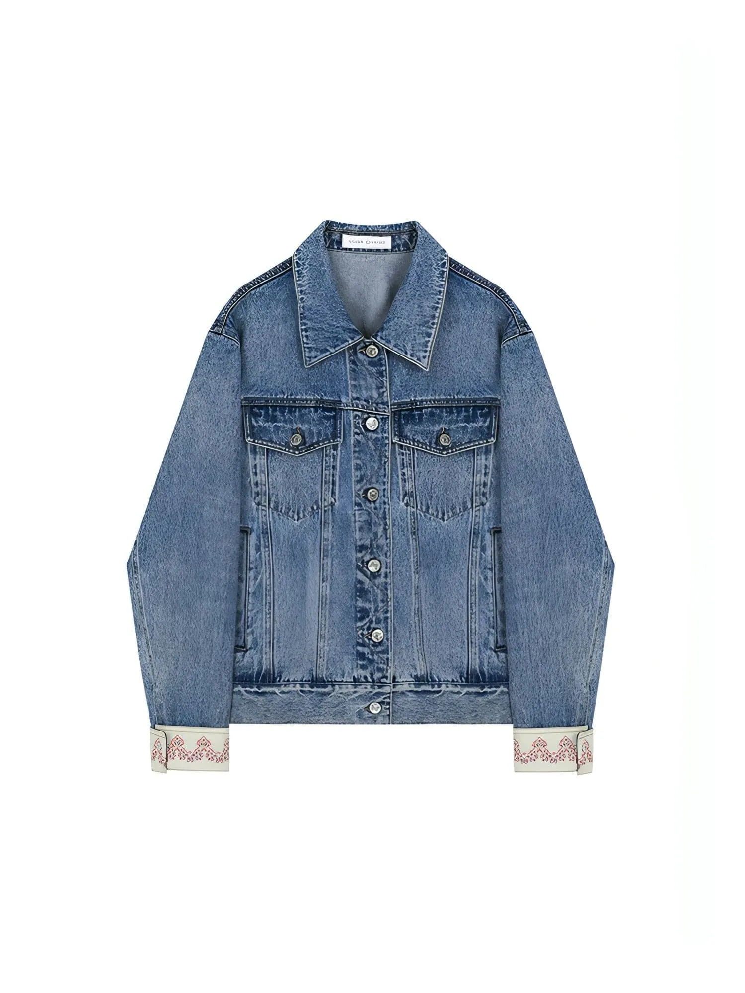 Autumn Denim Jacket, Loose Slimming Design With Patchwork