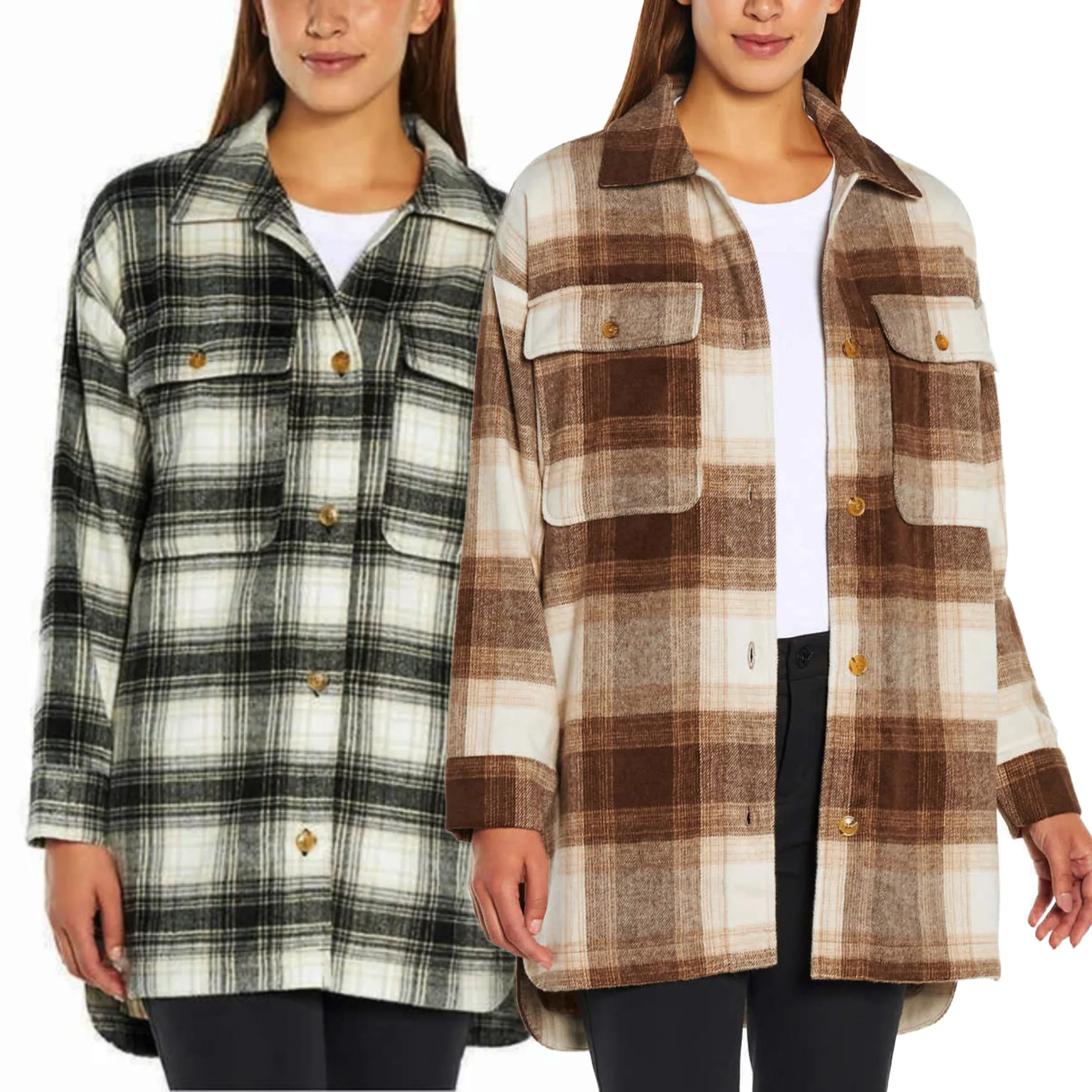 Banana Republic Women's Plaid Midweight Button-up Shirt Jacket