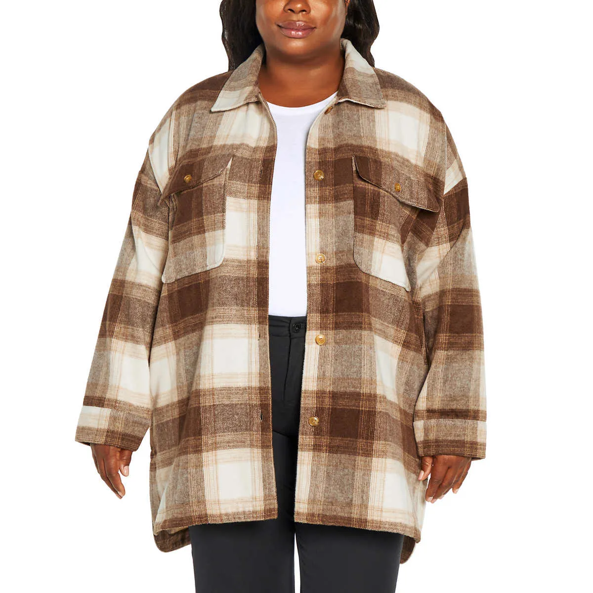 Banana Republic Women's Plaid Midweight Button-up Shirt Jacket