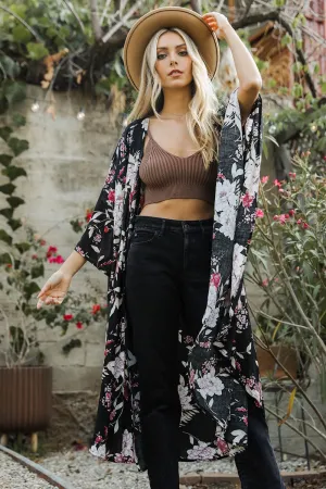 Bohemian Floral Print Kimono