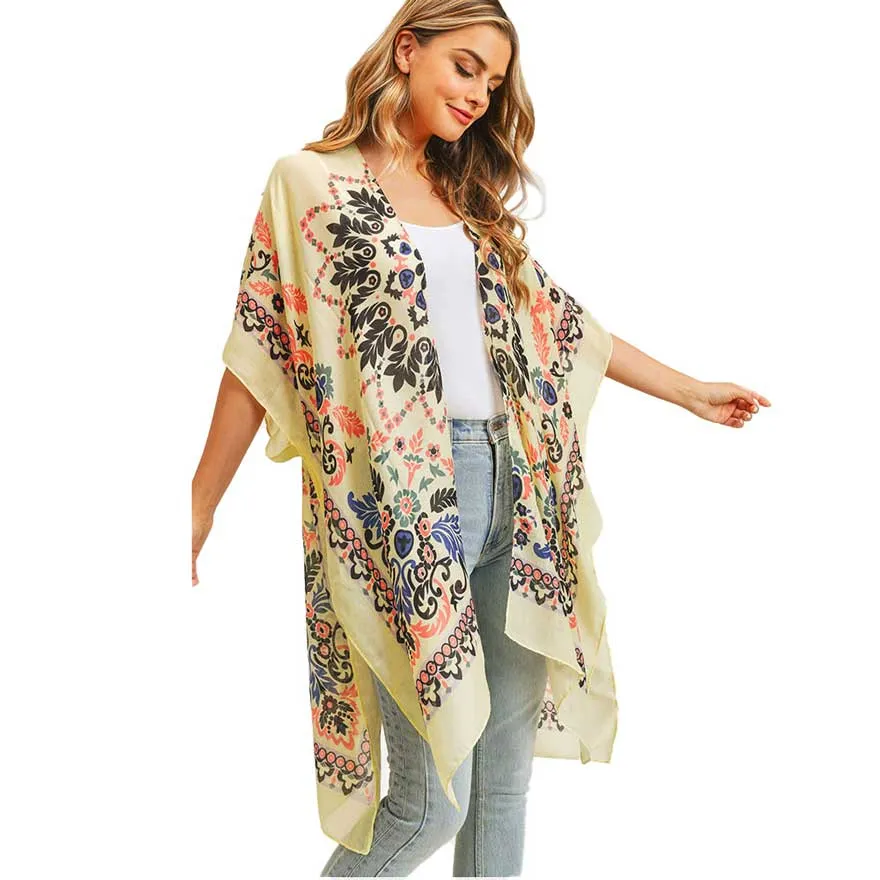 Bohemian Print Cover Up Kimono Poncho