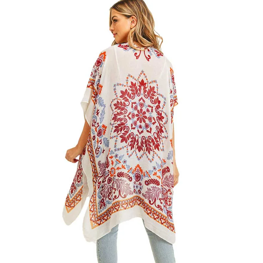 Bohemian Print Cover Up Kimono Poncho