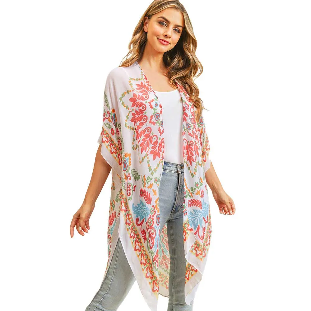 Bohemian Print Cover Up Kimono Poncho