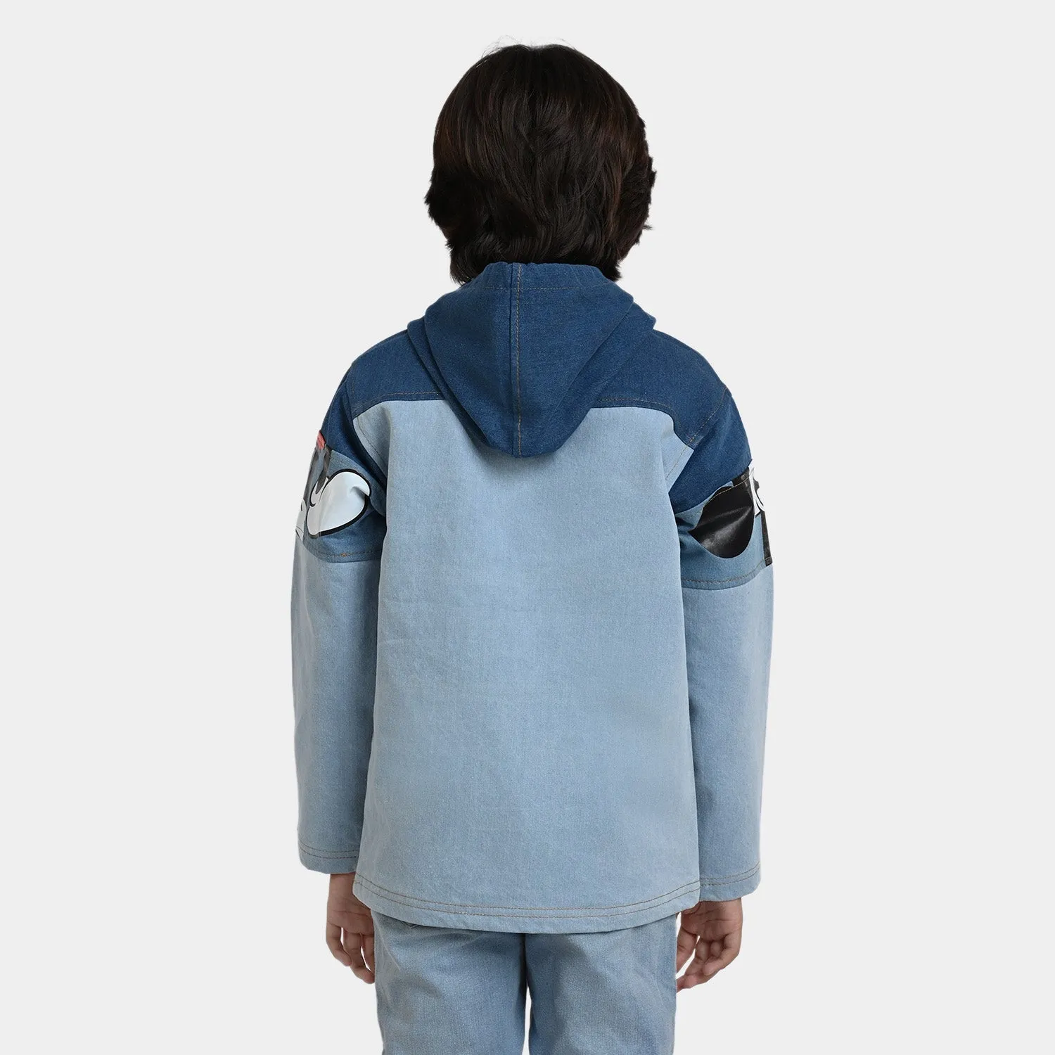 Boys Denim Jacket Character-Mid Blue