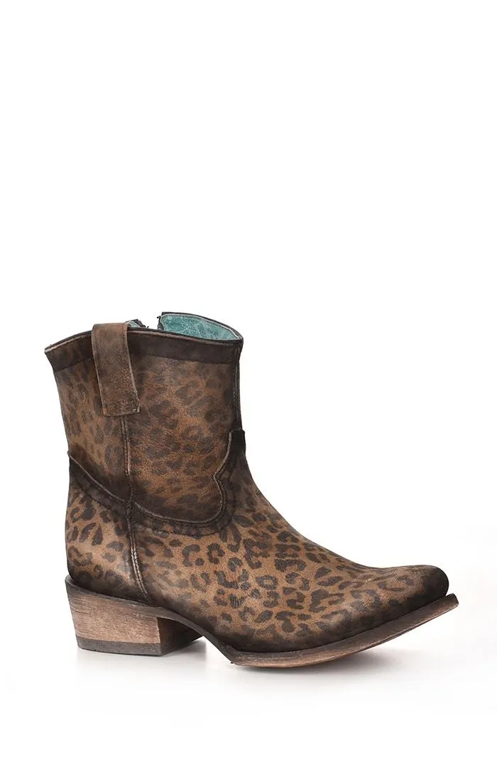 C3627 - Corral Sand Leopard western goatskin ankle boots for women