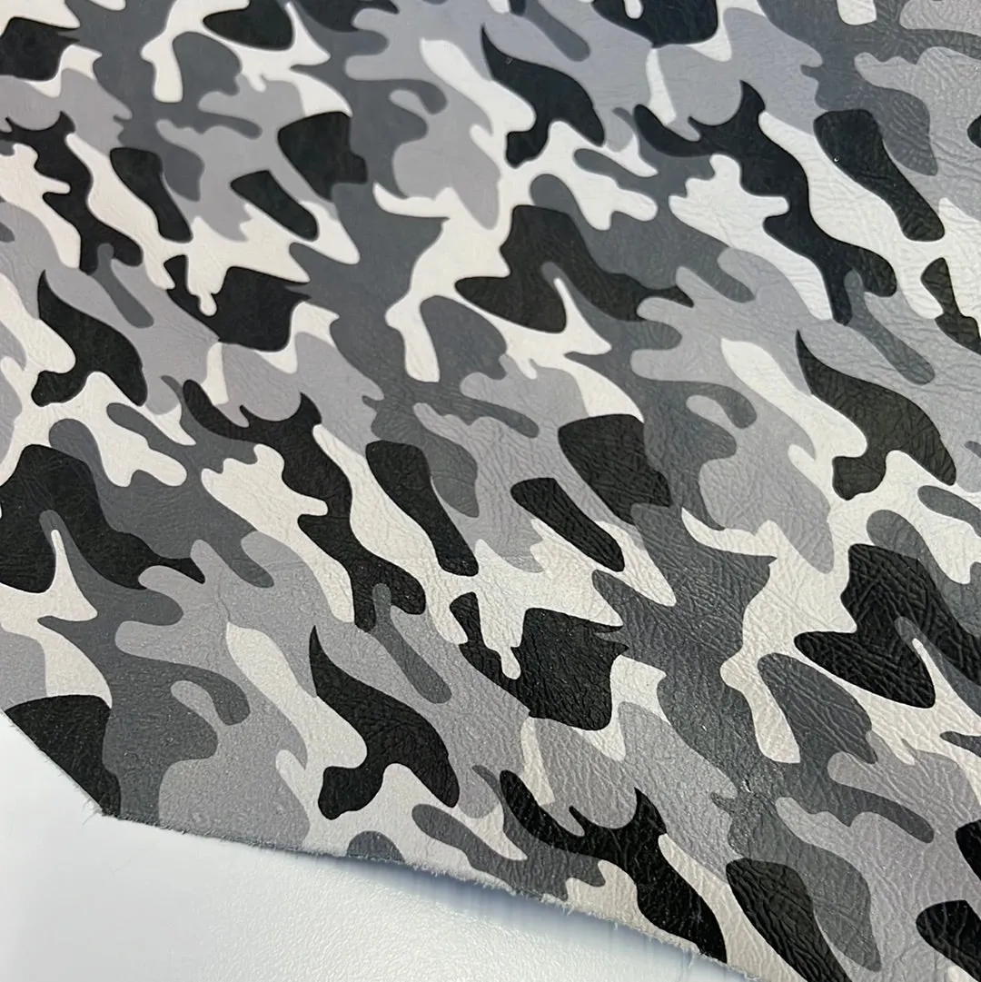 Camouflage Print Cowhide Leather