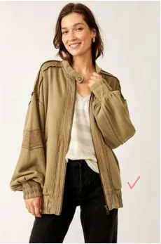 Cardigan Lou Moto Zip in Olive Stone