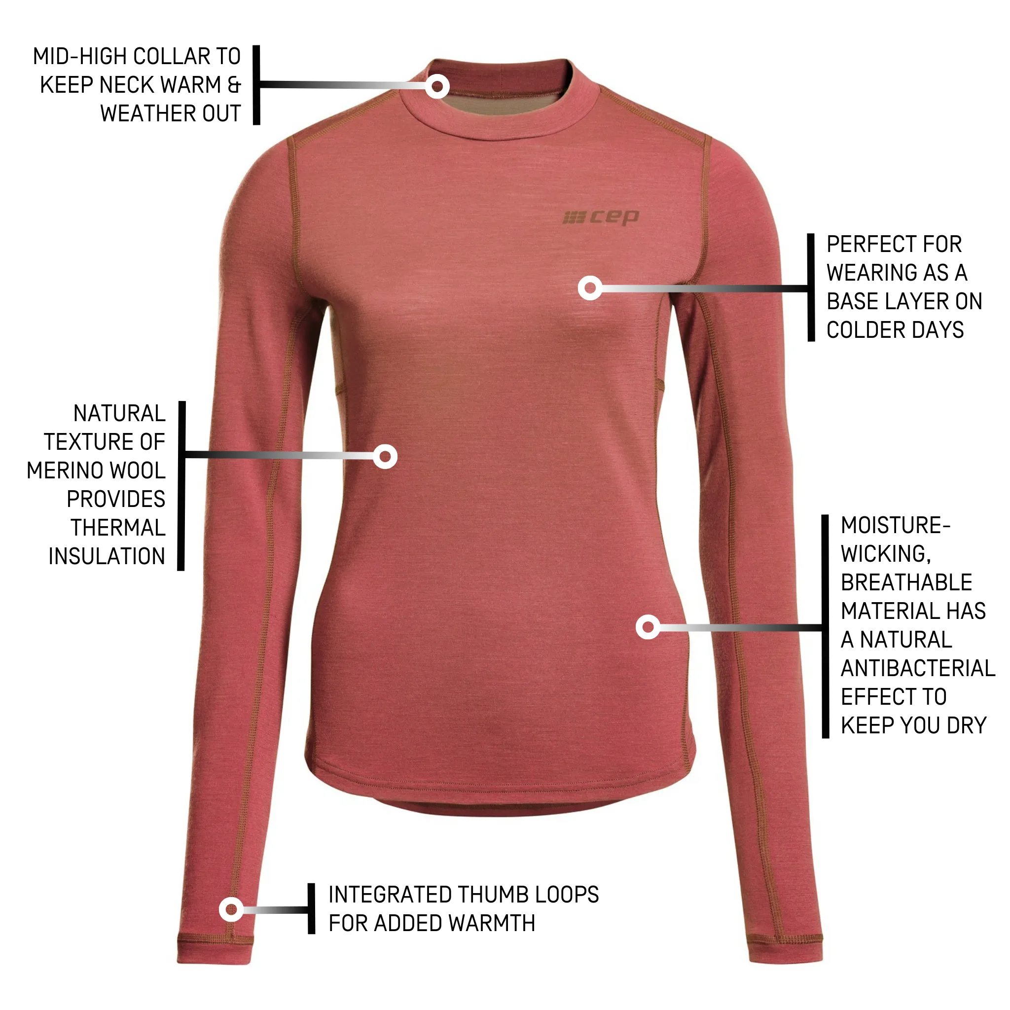 Cold Weather Merino Long Sleeve Shirt, Women