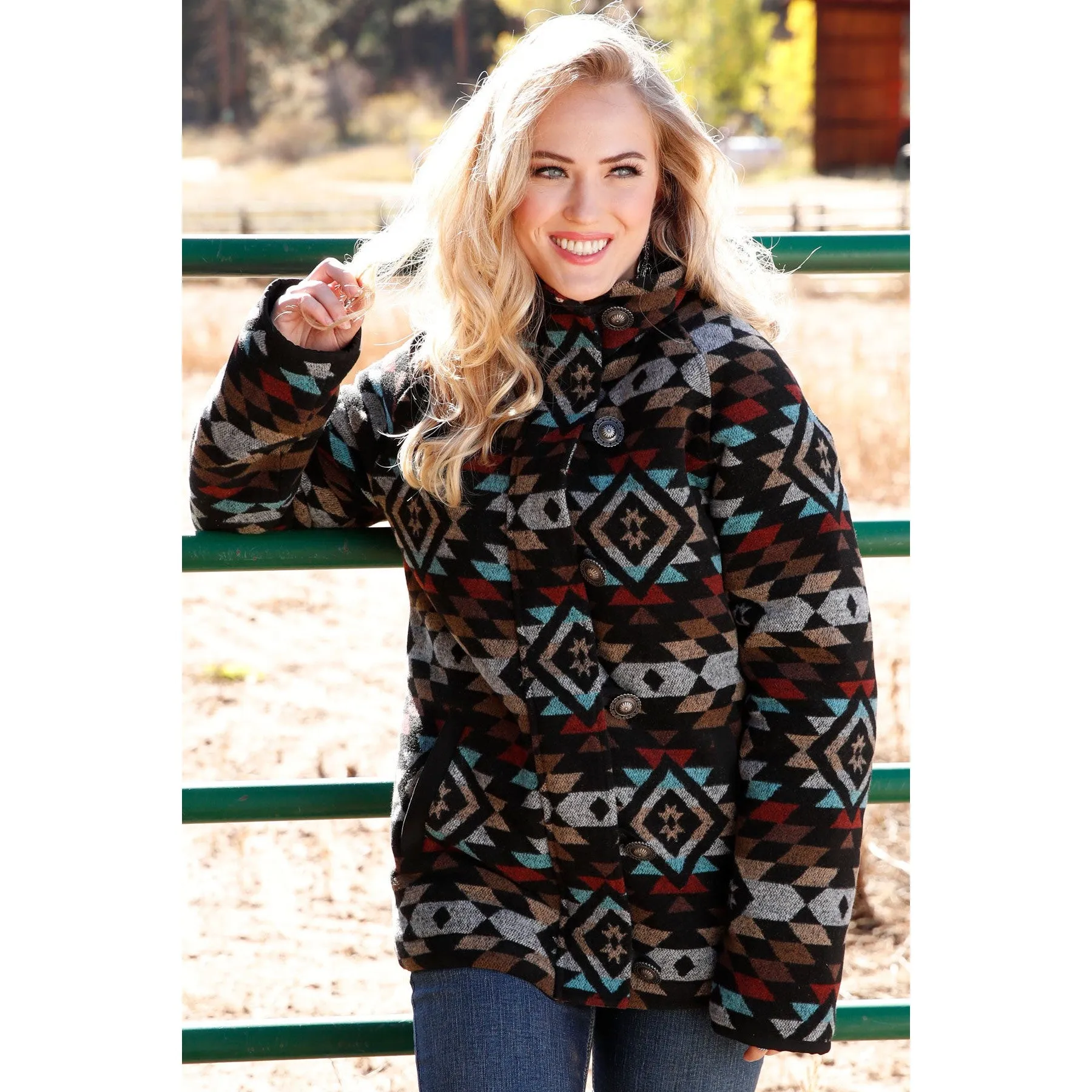 Cruel Women's Black Southwestern Tweed Jacket