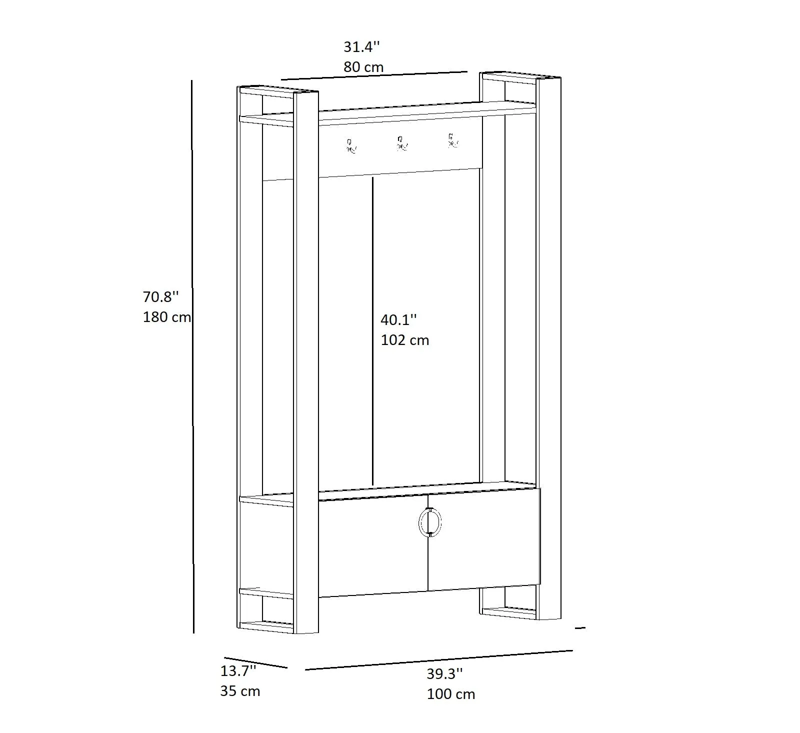 Entryway Coat Rack with Bench and Cabinet Flumen