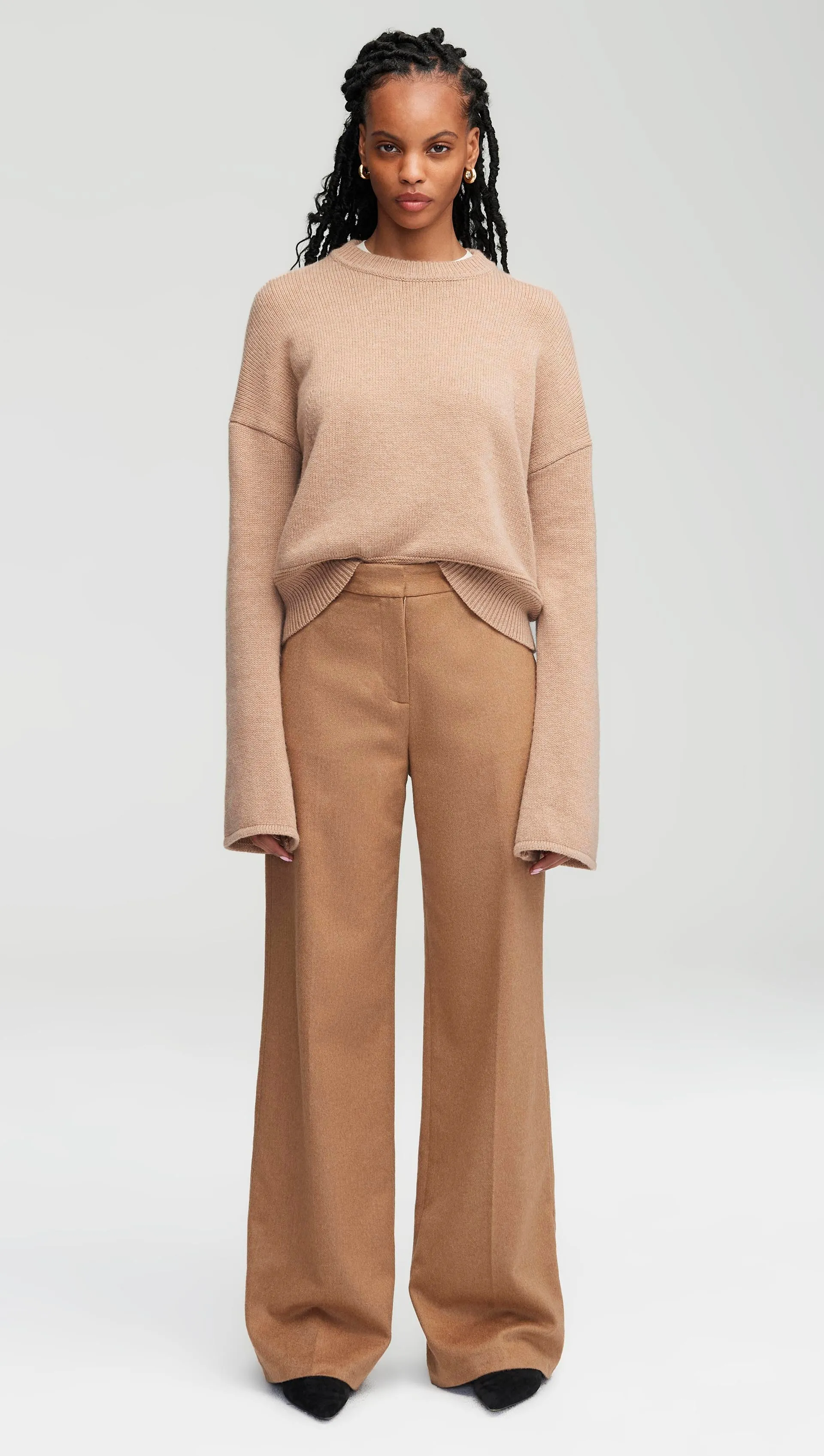 Everyday Boxy Crew in Wool-Cashmere | Camel