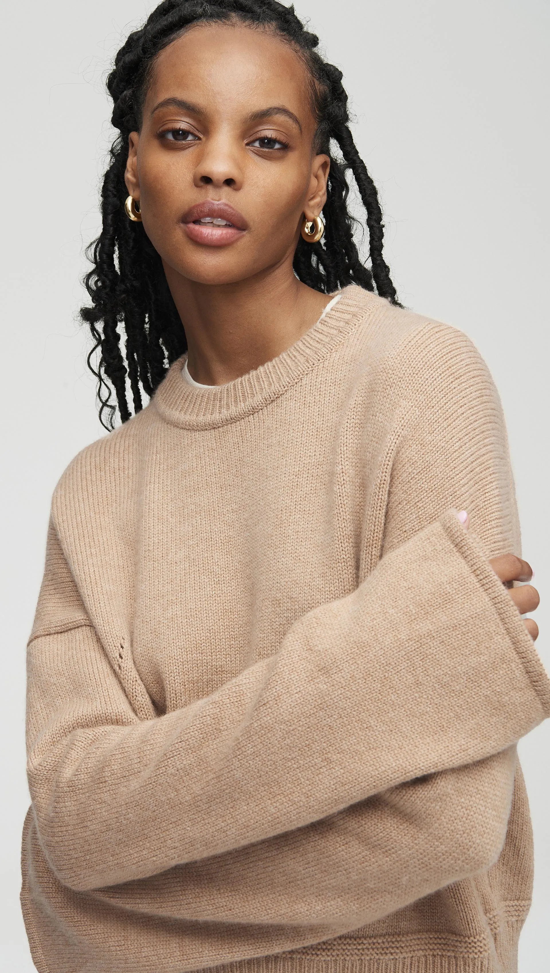 Everyday Boxy Crew in Wool-Cashmere | Camel