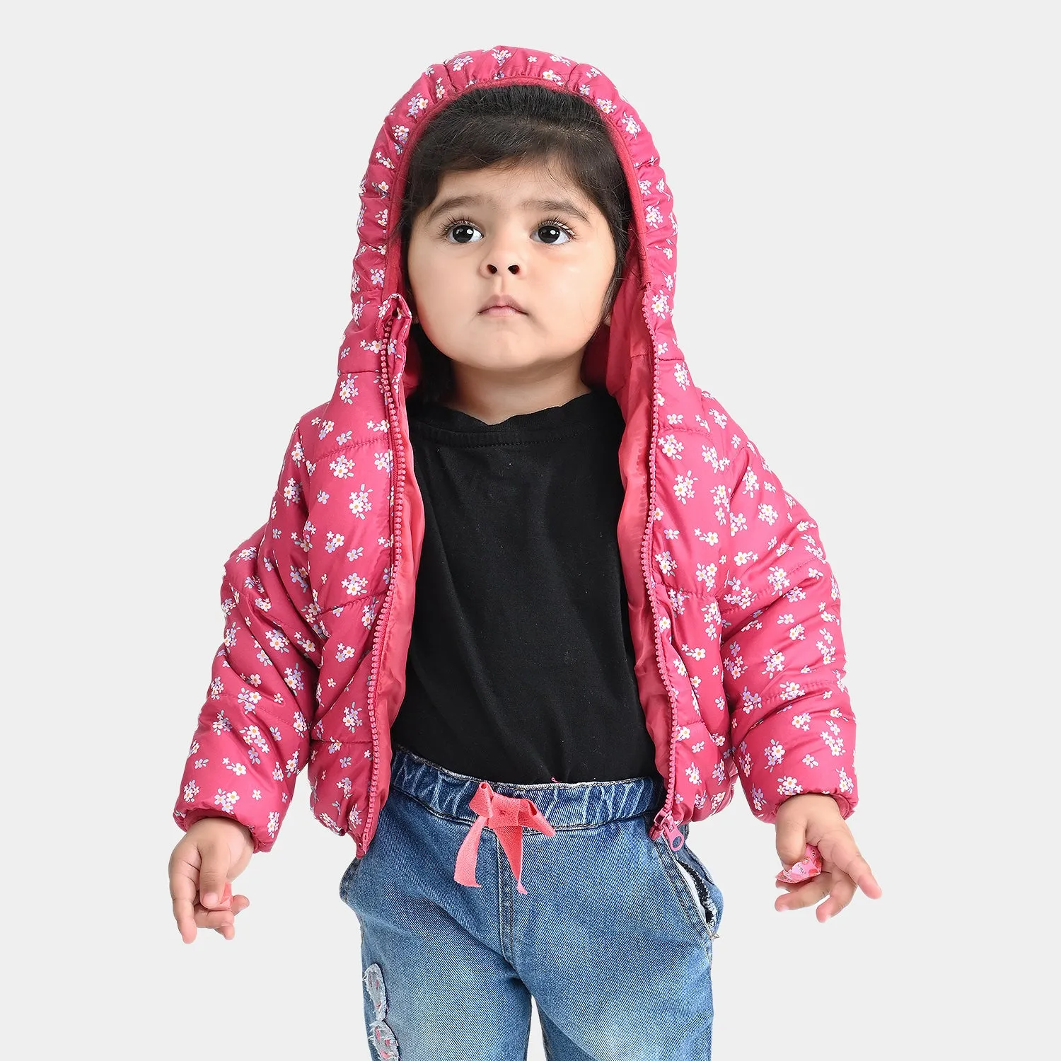 Infant Girls Mix taffeta Quilted Jacket Floral-Printed