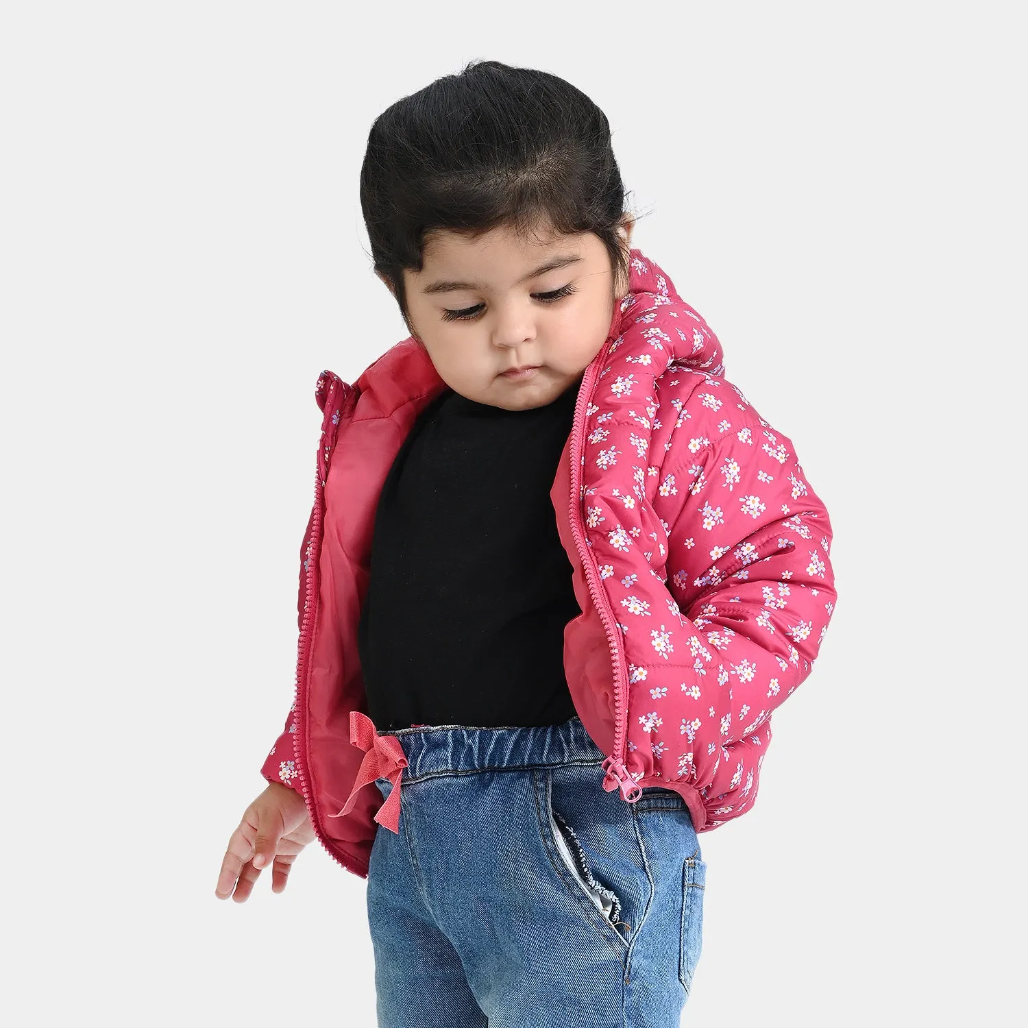 Infant Girls Mix taffeta Quilted Jacket Floral-Printed