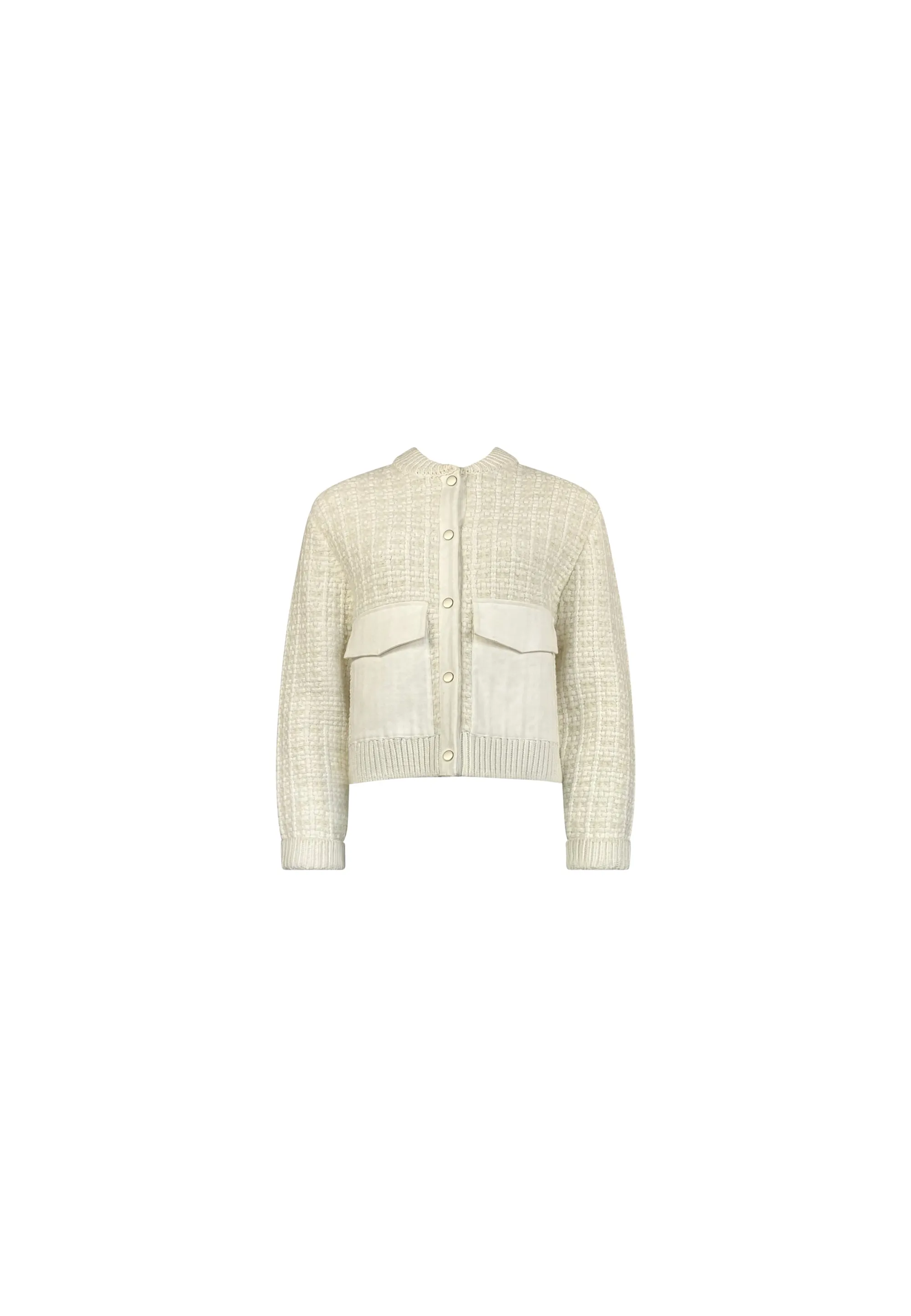 Ivory Knitted Bomber Jacket