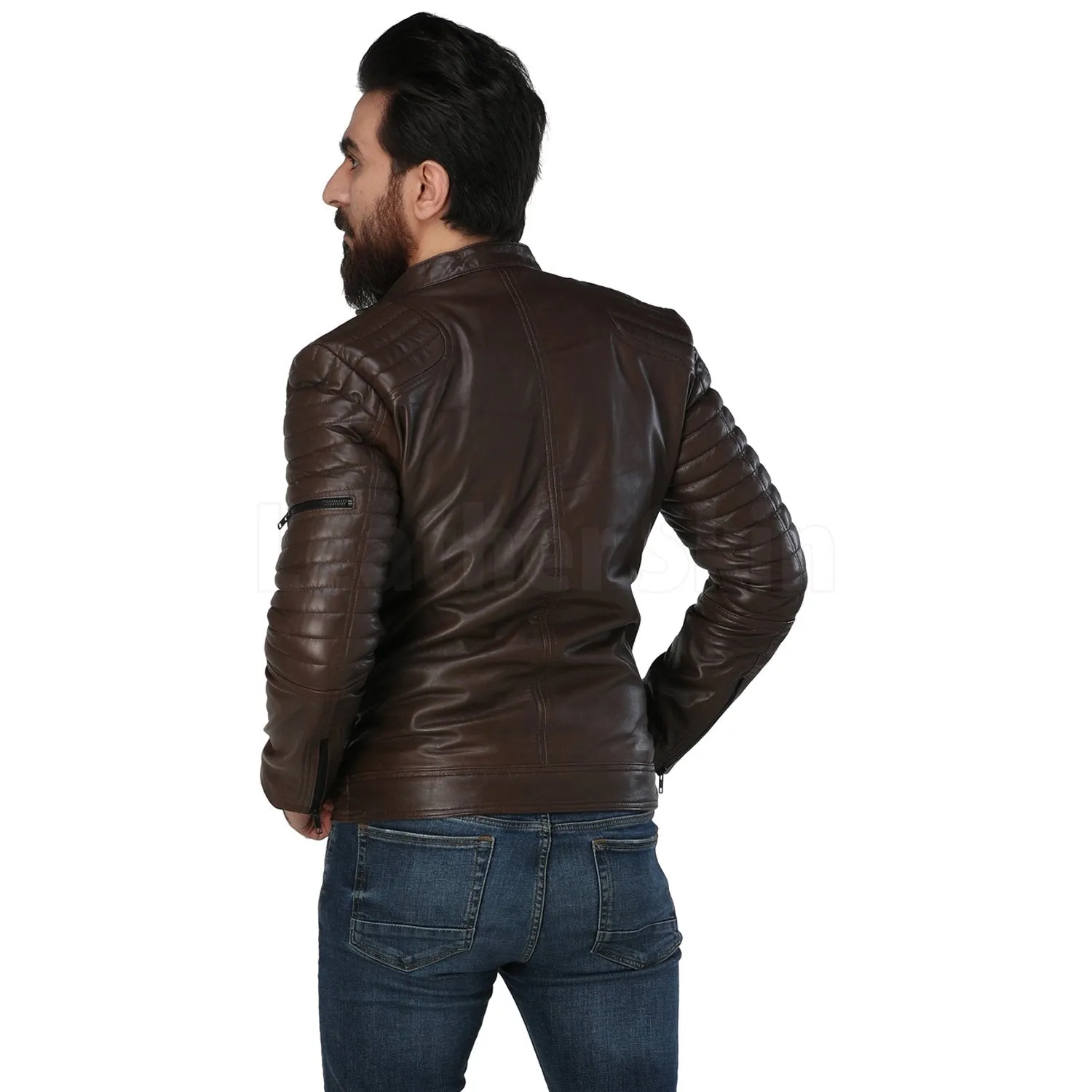 Justin Dark Brown Quilted Leather Jacket