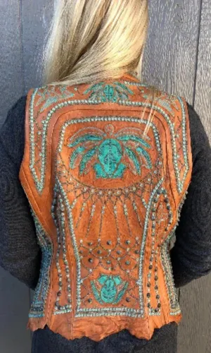 Kippy's Cognac Victoria Embroidered Elements Vest