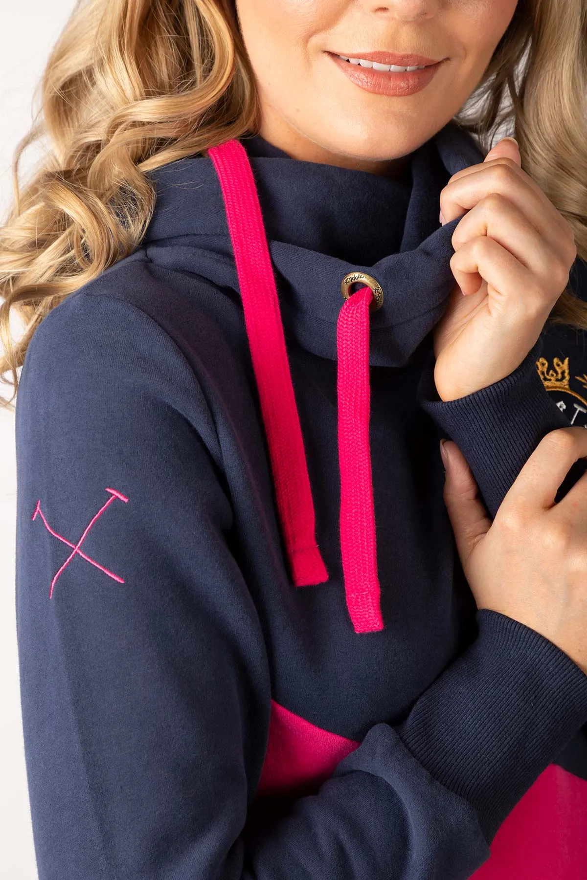 Ladies Diagonal Cross Neck Hoody