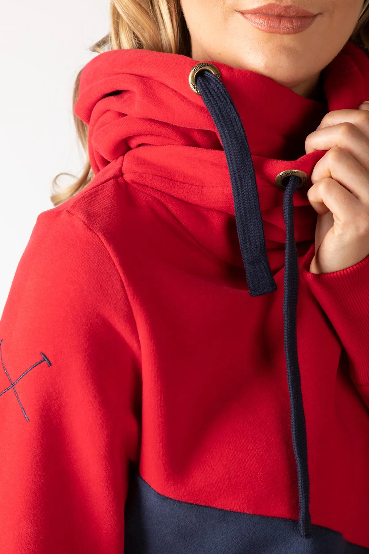 Ladies Diagonal Cross Neck Hoody