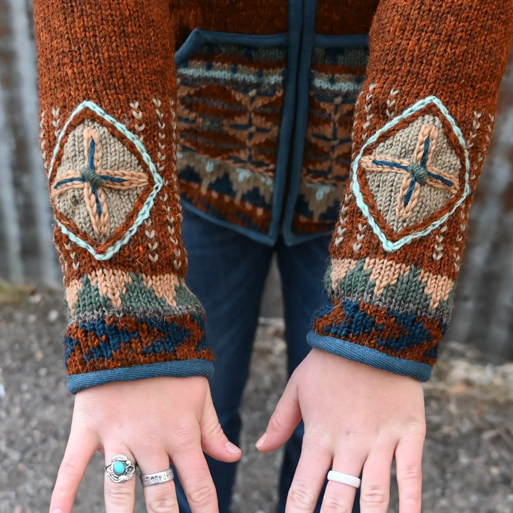 Lost Horizon Dakota Hooded Zip Wool Sweater in Dark Copper