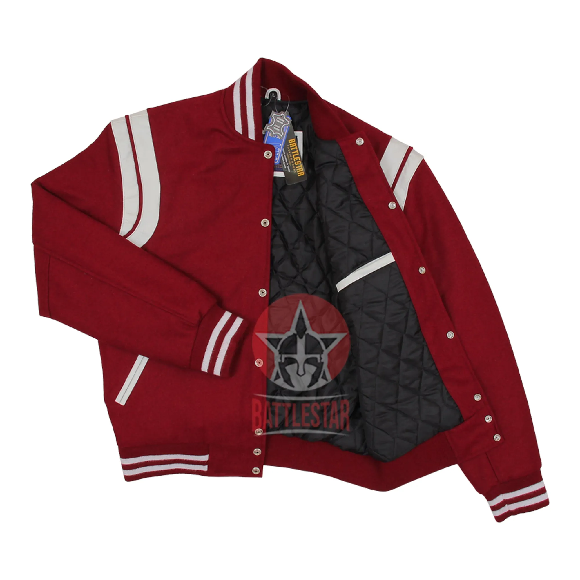 Maroon Wool Varsity Jacket White Stripes