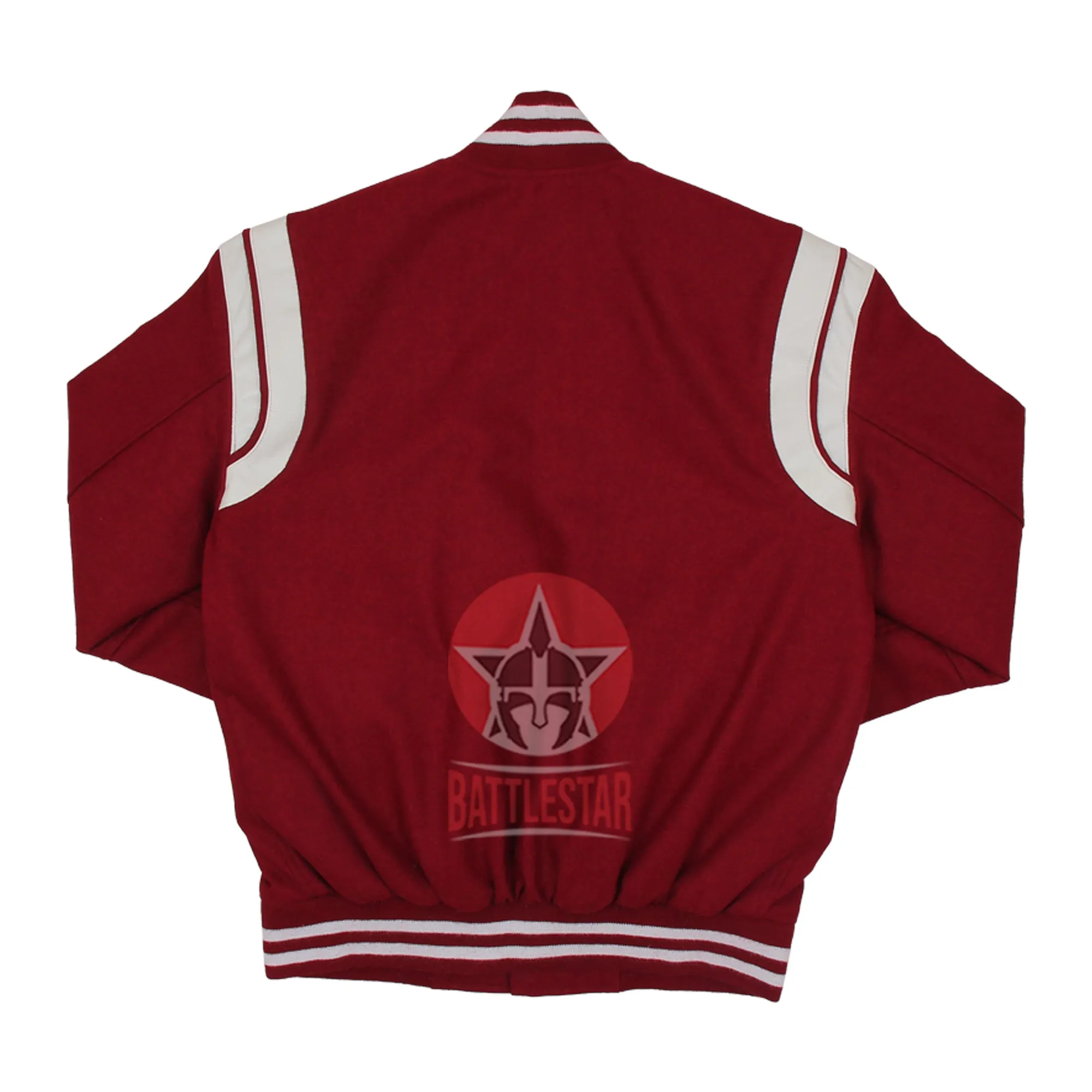 Maroon Wool Varsity Jacket White Stripes