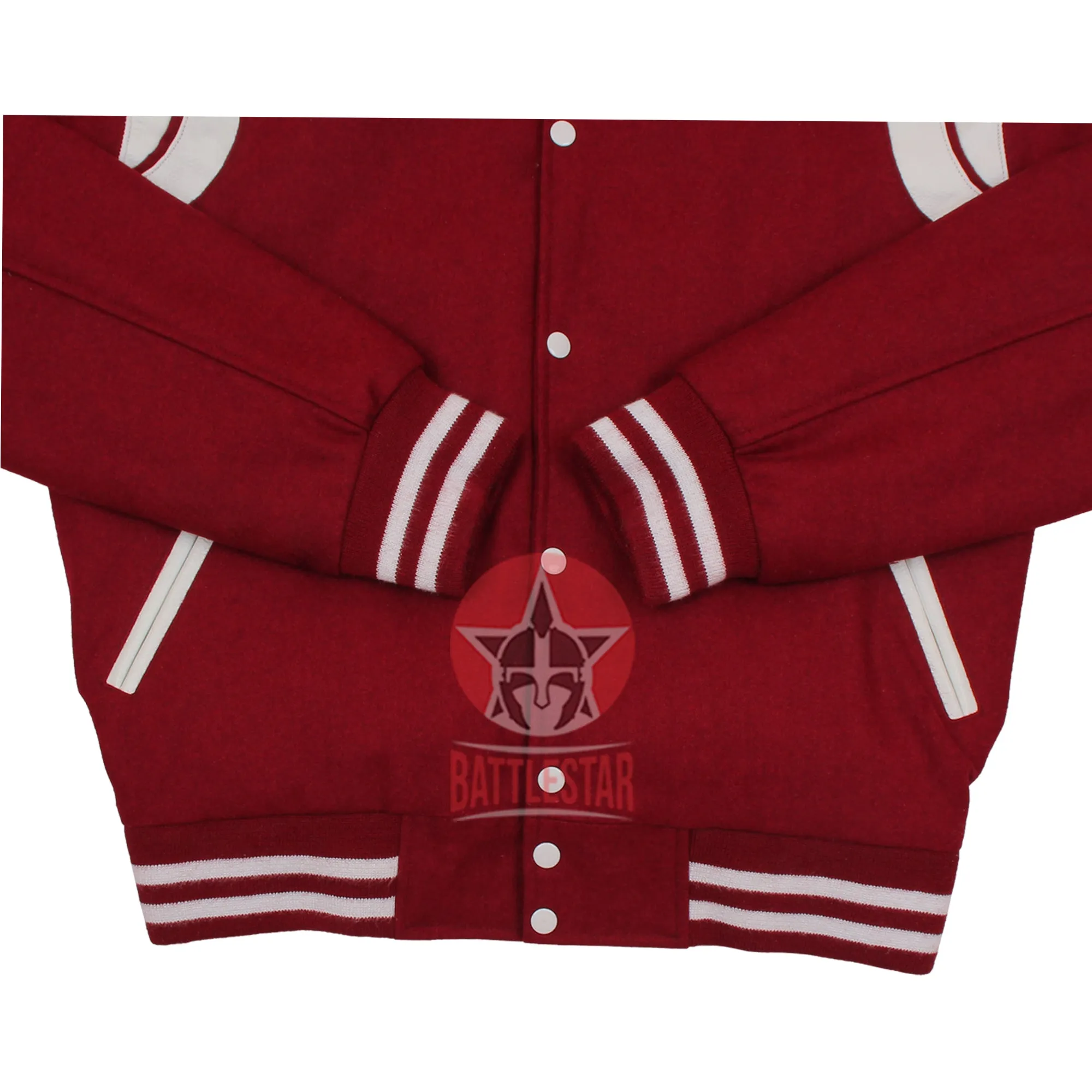 Maroon Wool Varsity Jacket White Stripes