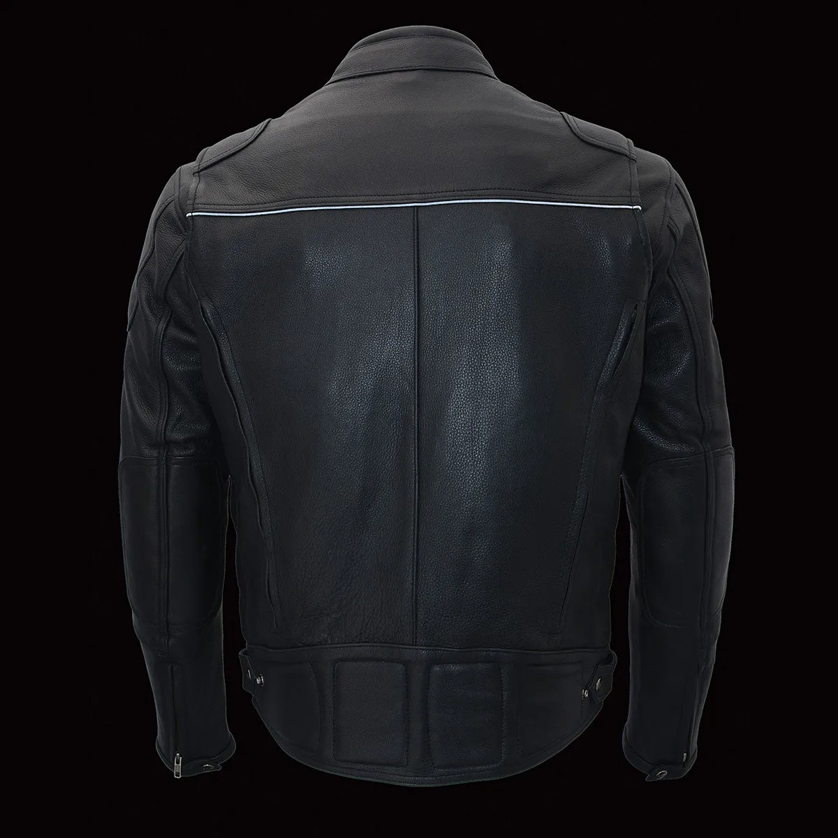 Milwaukee Leather Heated Jacket for Men's Black Cowhide Leather - Motorcycle Vented Jacket for All Seasons MLM1513