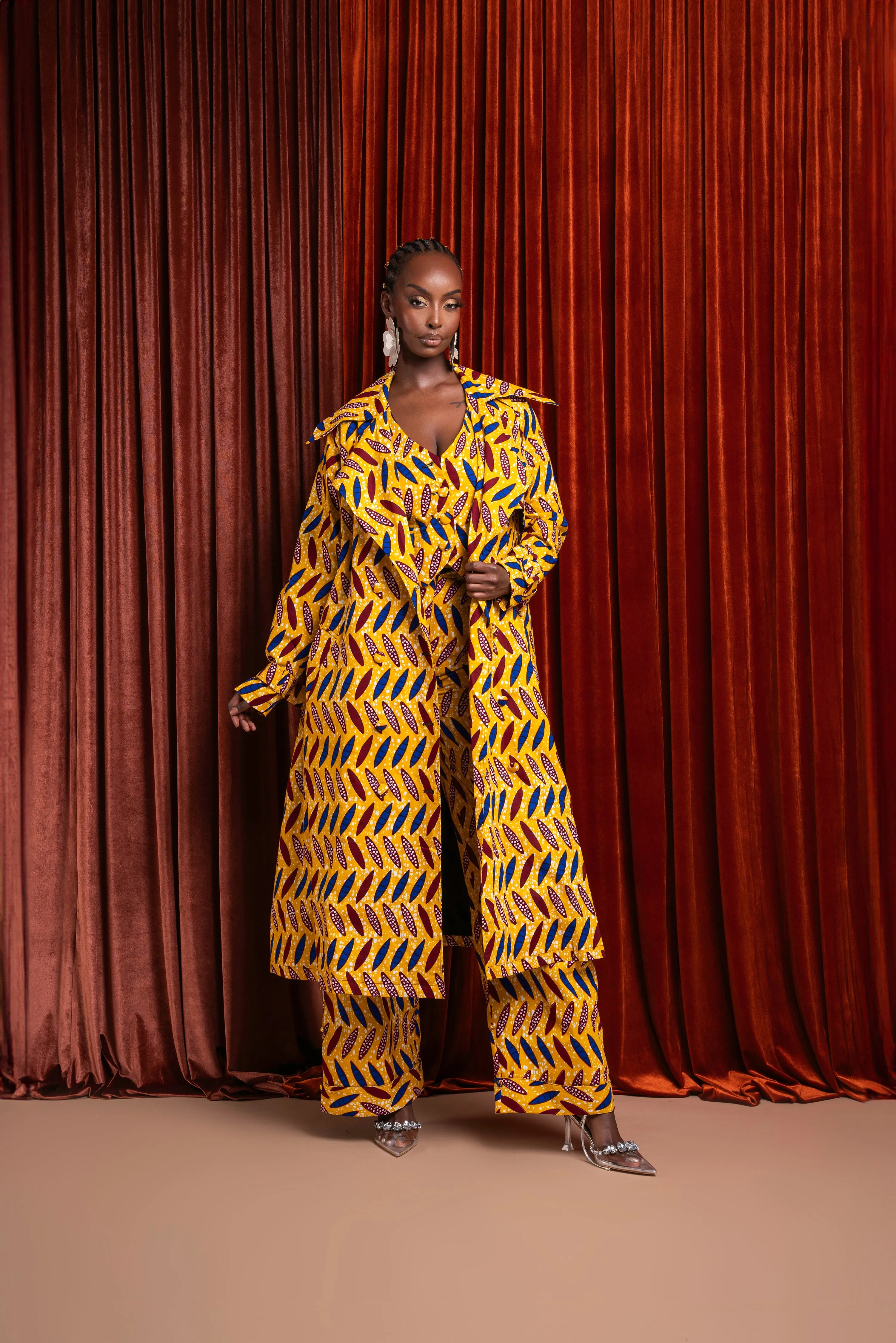 MOYIN African Print Trench Jacket