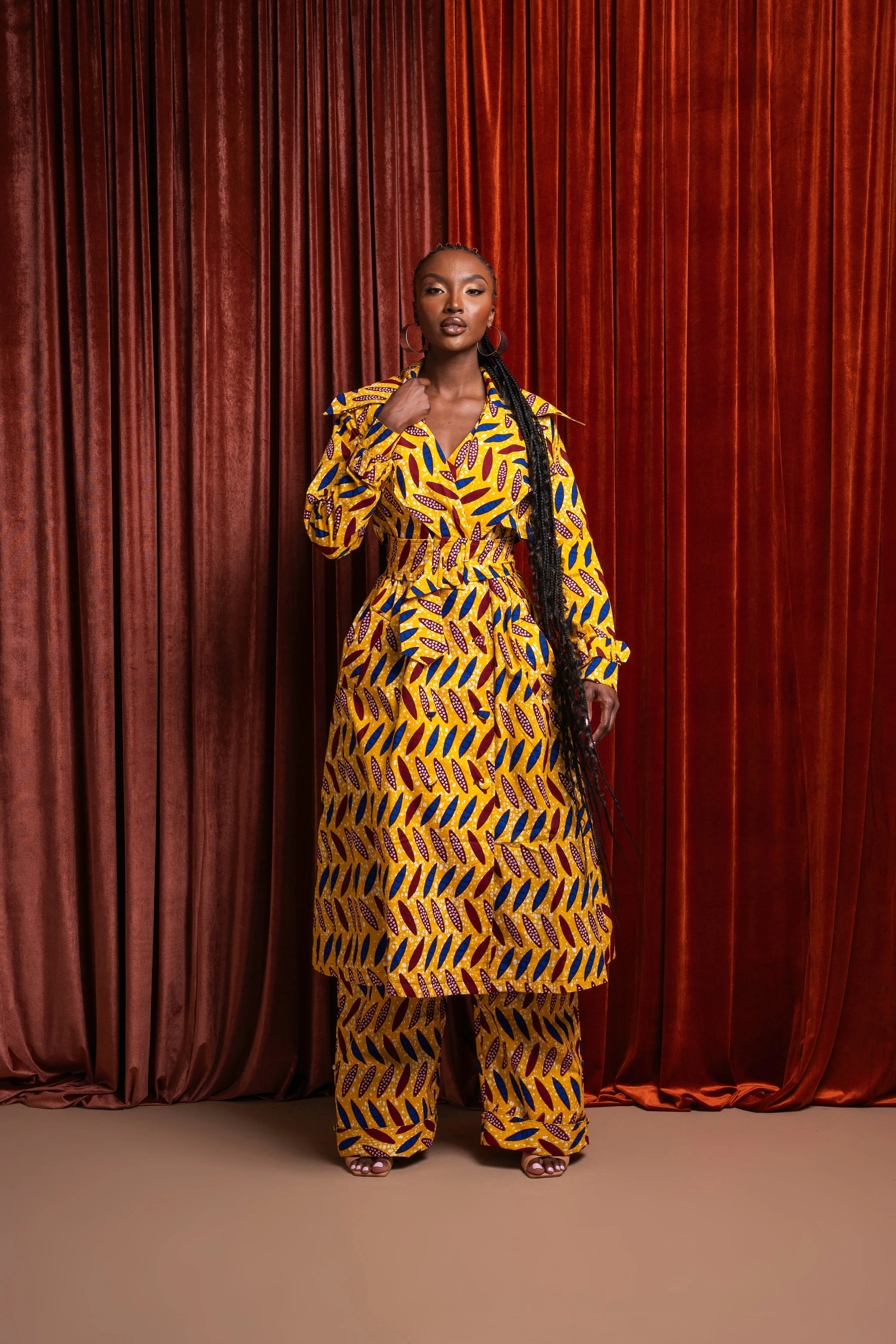 MOYIN African Print Trench Jacket