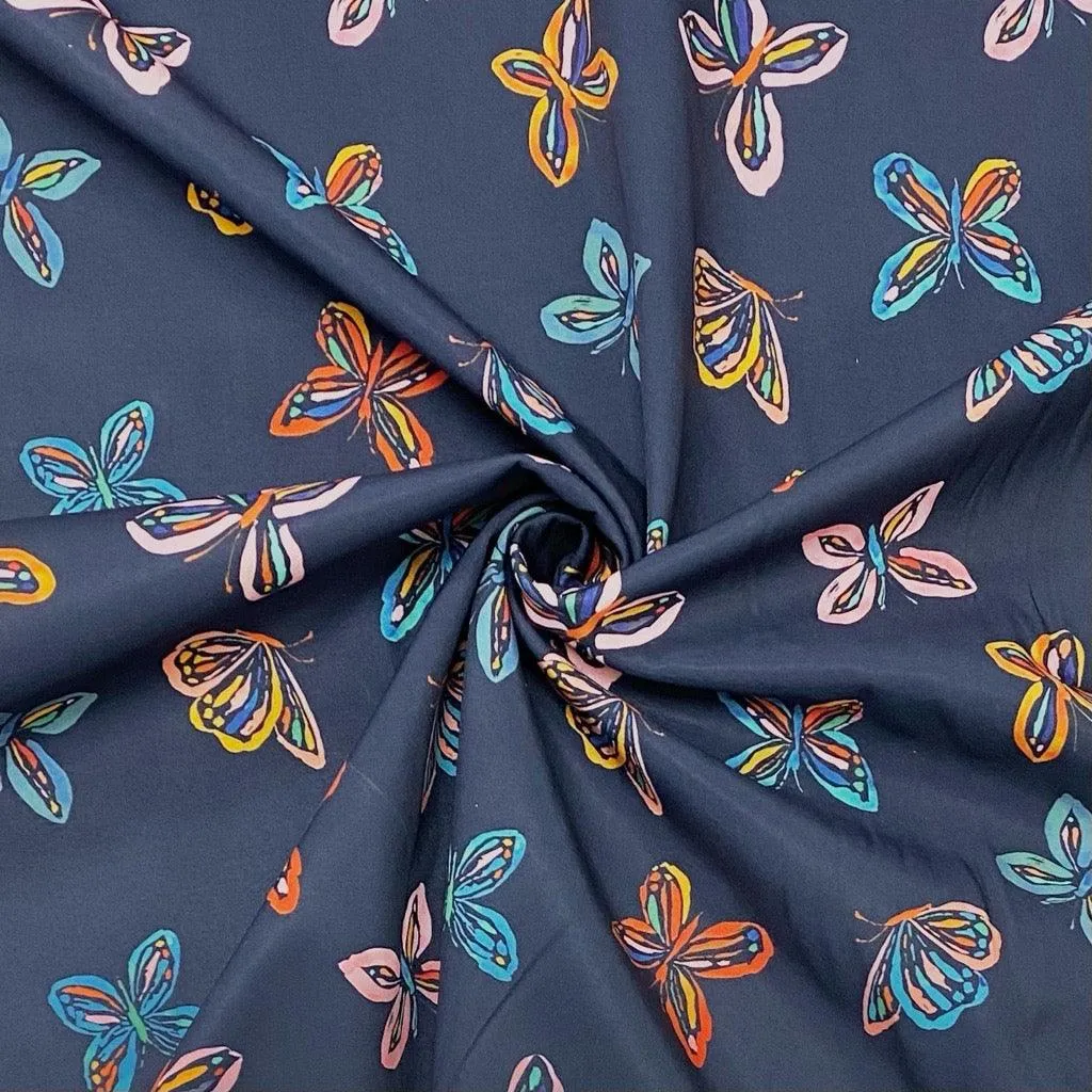 Multicolour Butterflies Softshell Fabric