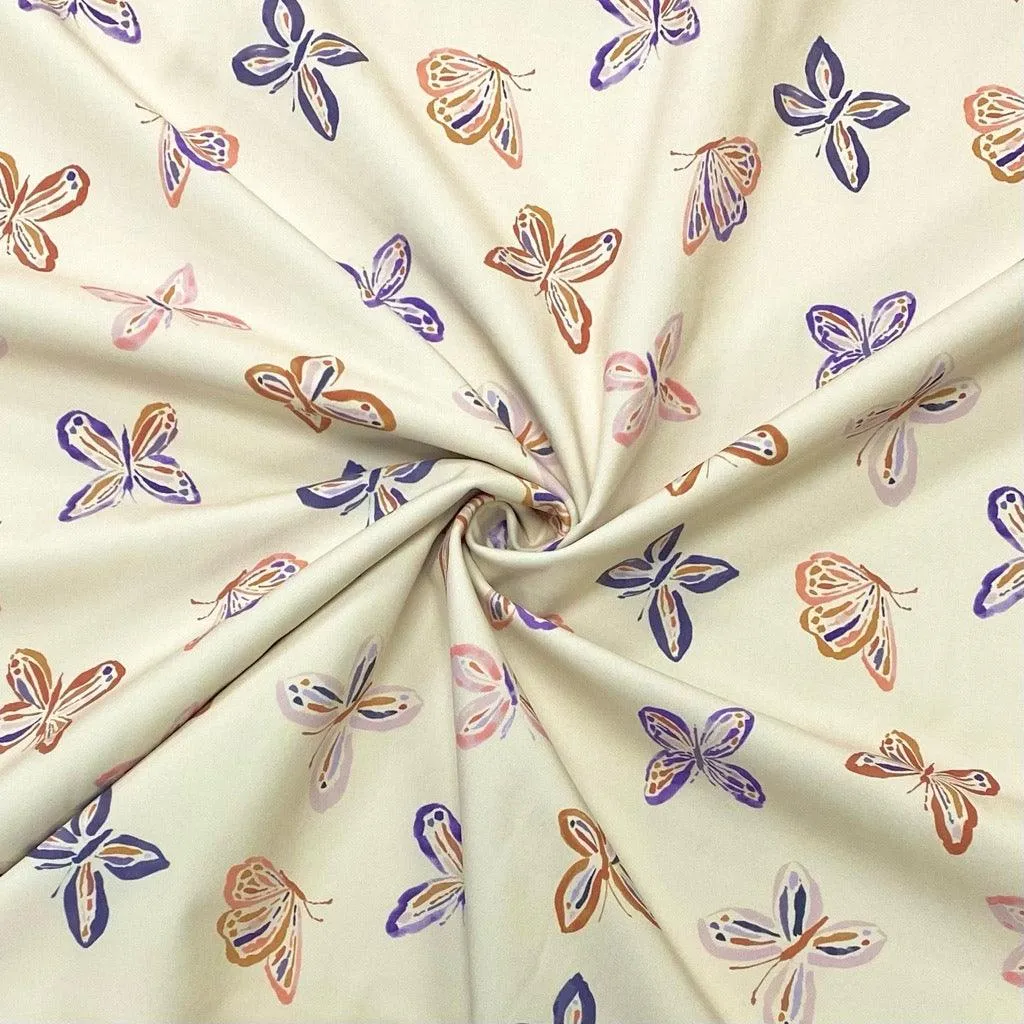 Multicolour Butterflies Softshell Fabric