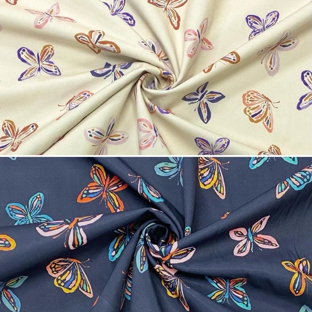 Multicolour Butterflies Softshell Fabric