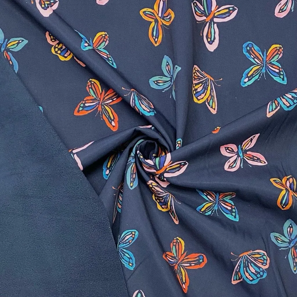 Multicolour Butterflies Softshell Fabric