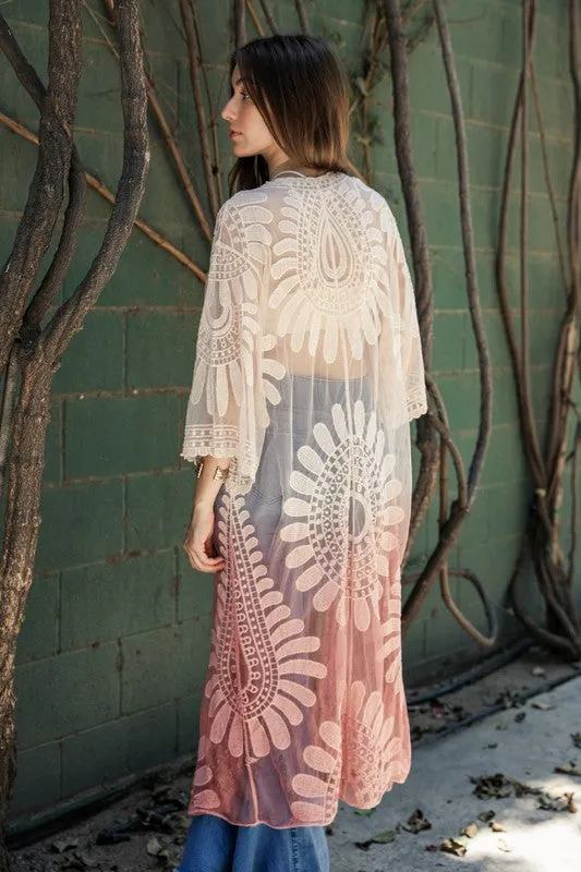 Ombre Bohemian Lace Kimono available in multiple colors