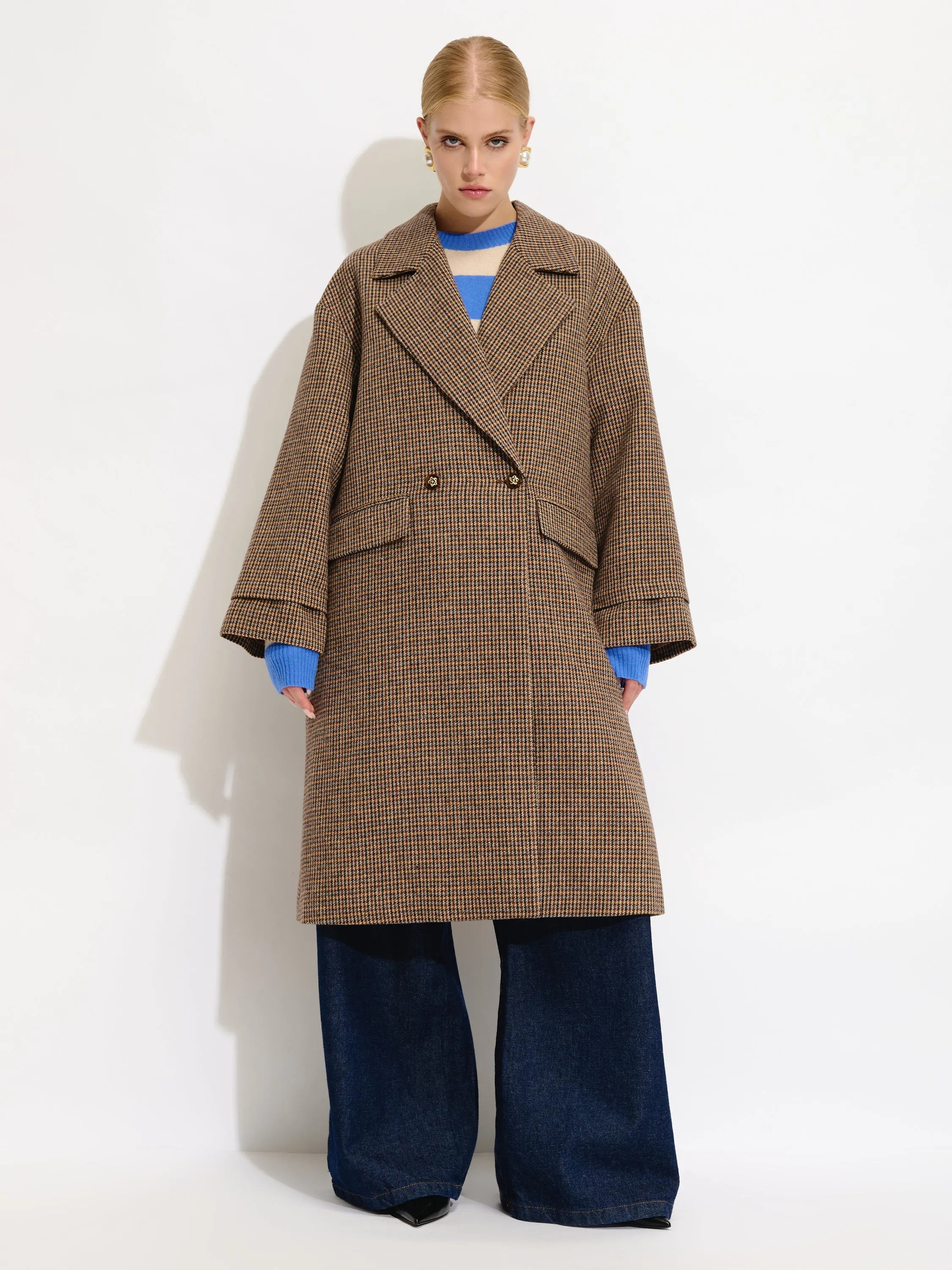 Oversized Houndstooth Coat