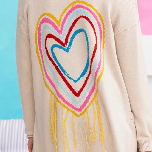 Poppy's Super Long Cardigan in Rainbow Connection Ecru