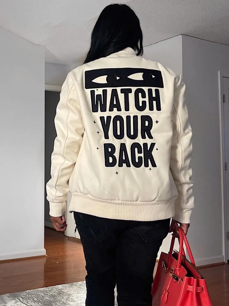 Printed baseball jacket