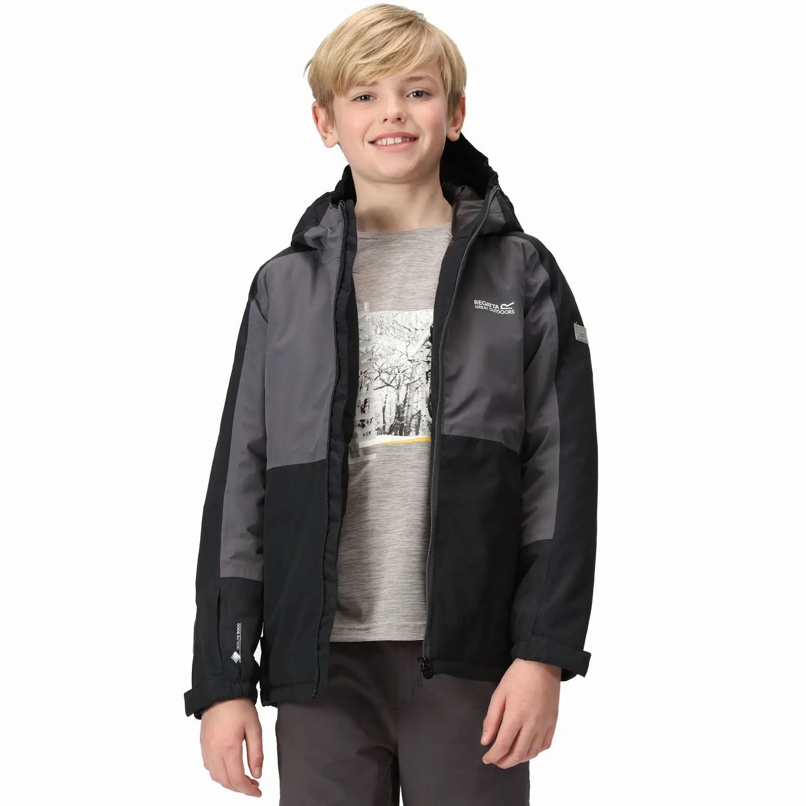 Regatta Kids Beamz III Waterproof Hooded Jacket - Black Seal