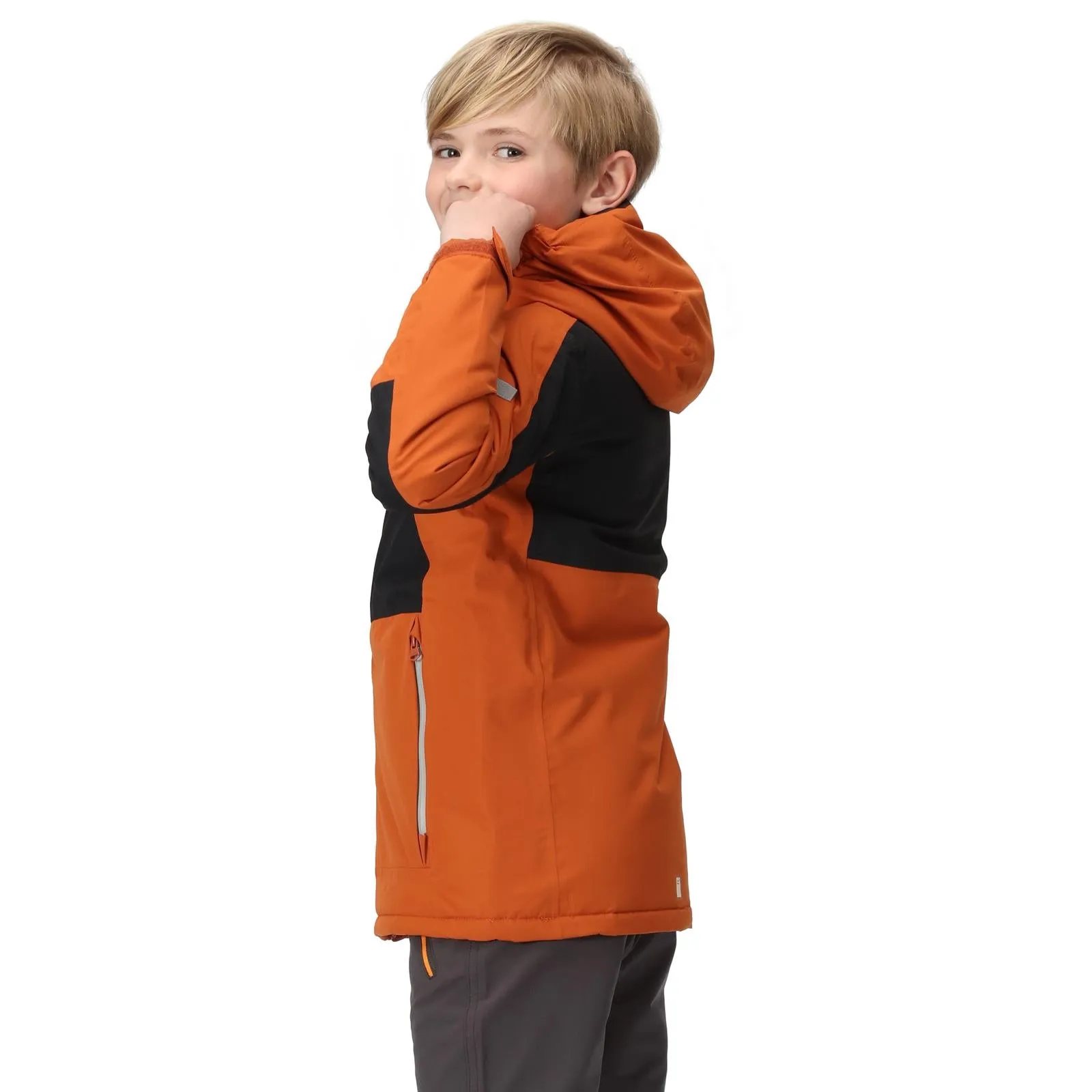 Regatta Kids Beamz III Waterproof Hooded Jacket - Black Seal