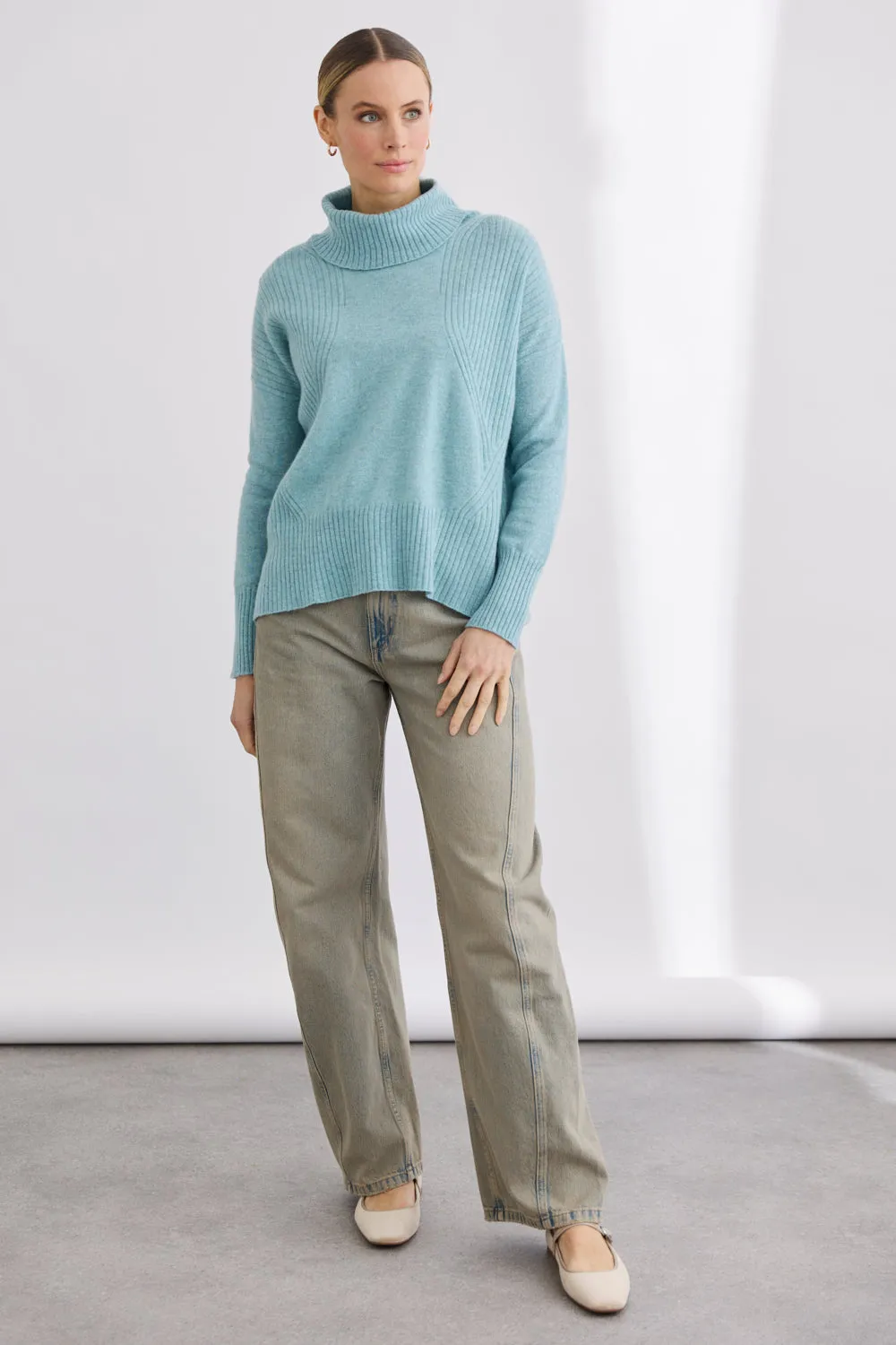 Ribbed Roll Neck Sweater