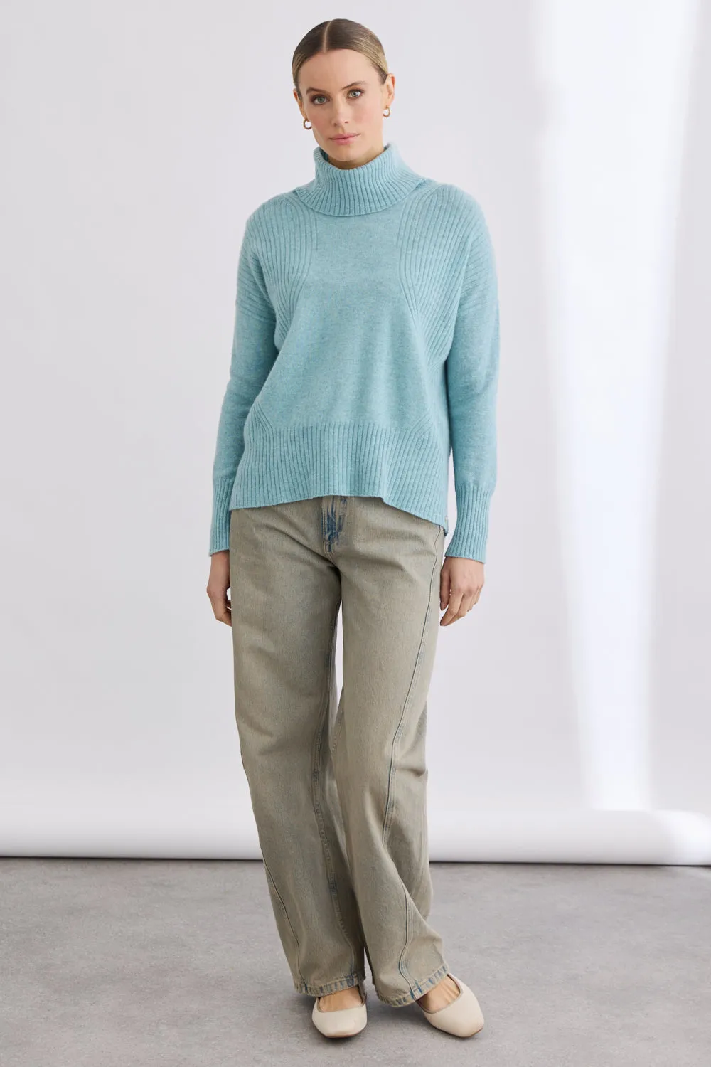 Ribbed Roll Neck Sweater