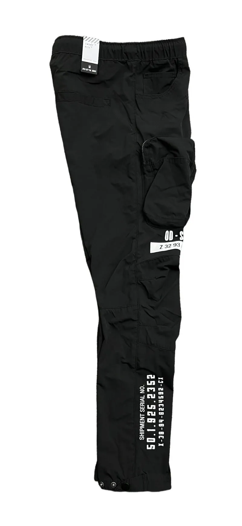 Smoke Rise Mens Black Cargo Open Bottom Jogger Slim Fit pants